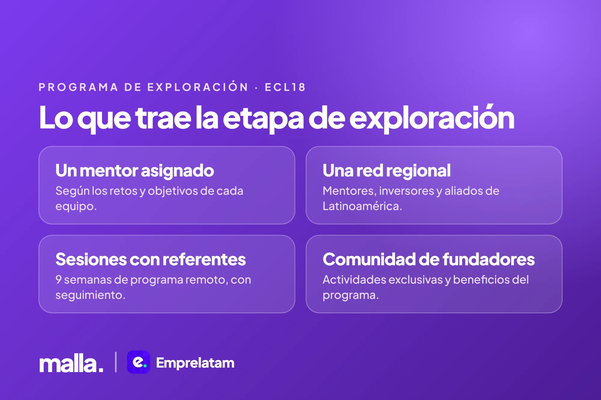 Lo que trae la etapa de exploración: un mentor asignado, una red regional, sesiones con referentes y una comunidad de fundadores
